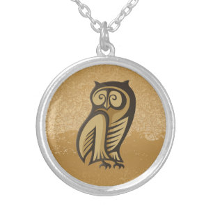 Owl Symbol Color Silver Plated Necklace