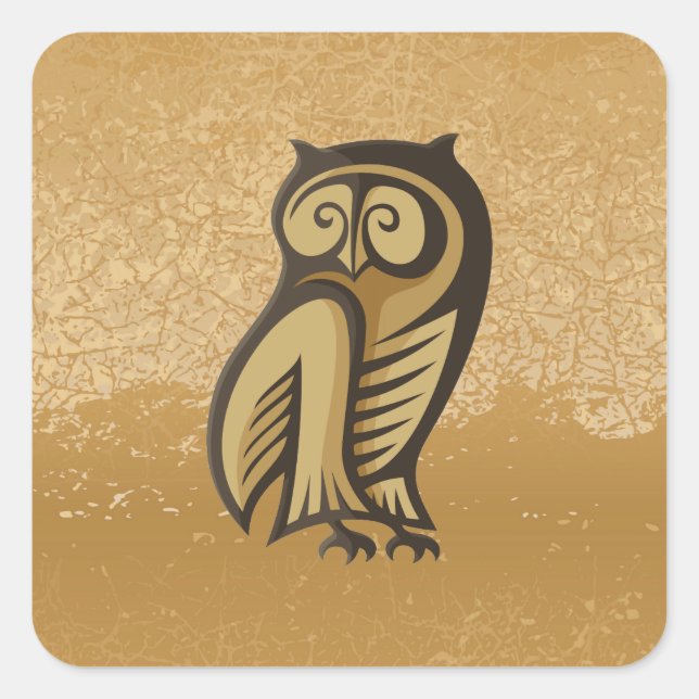 Owl Symbol Color Square Sticker (Front)