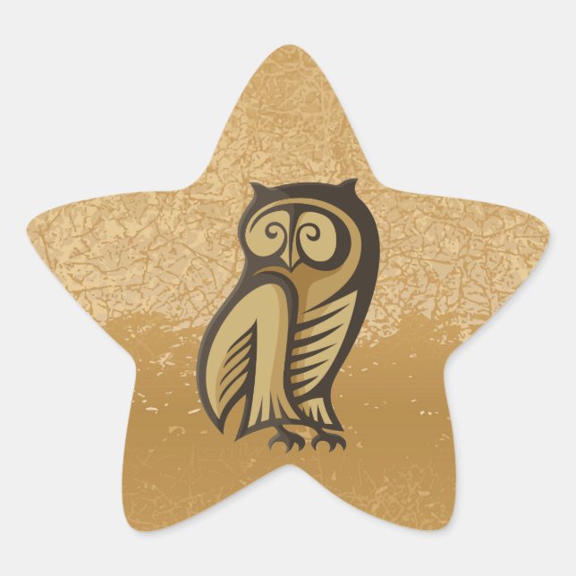 Owl Symbol Color Star Sticker (Front)