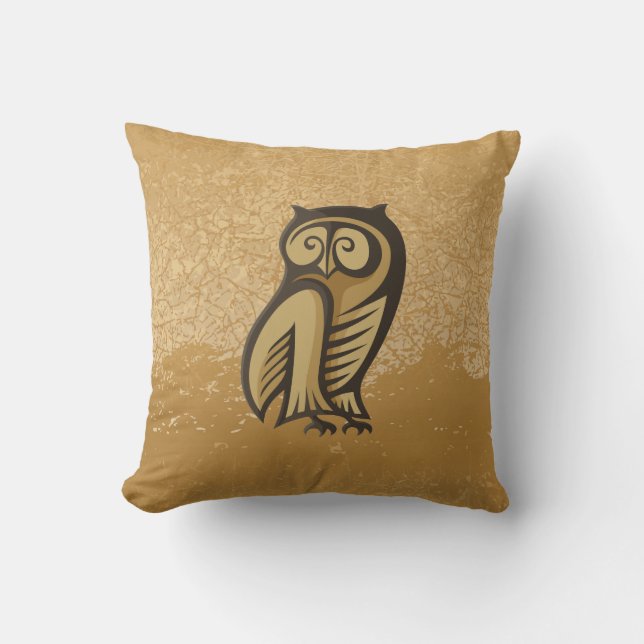 Owl Symbol Color Throw Pillow (Front)