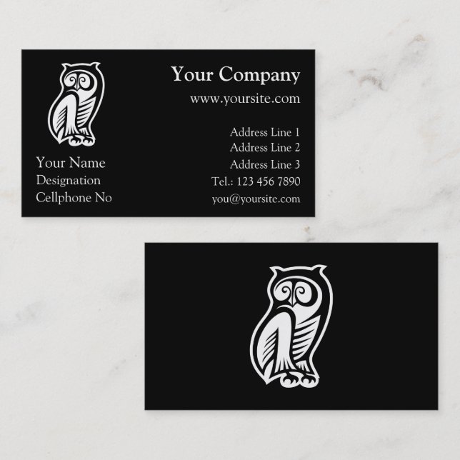 Owl Symbol White Business Card (Front/Back)