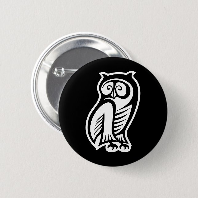 Owl Symbol White Button (Front & Back)