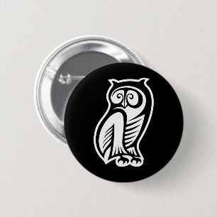 Owl Symbol White Button
