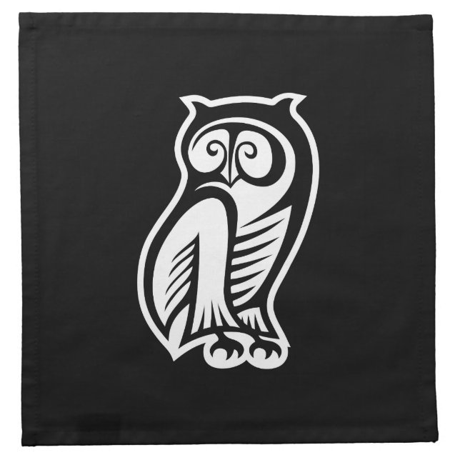 Owl Symbol White Cloth Napkin (Front)