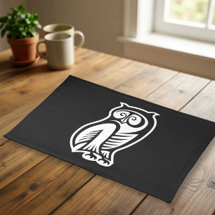 Owl Symbol White Cloth Placemat