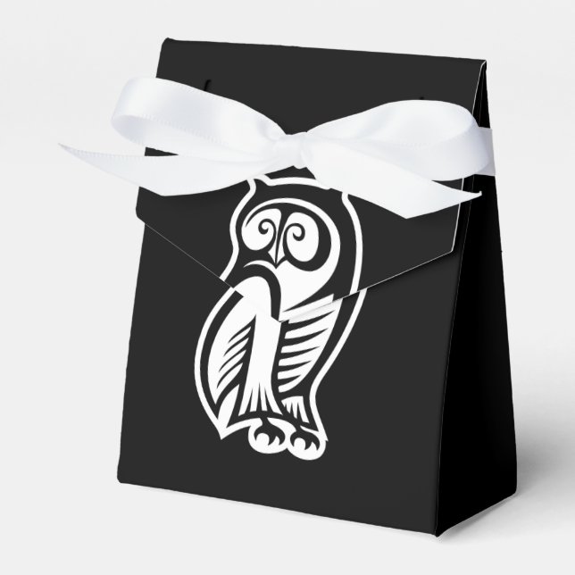 Owl Symbol White Favor Boxes (Front Side)