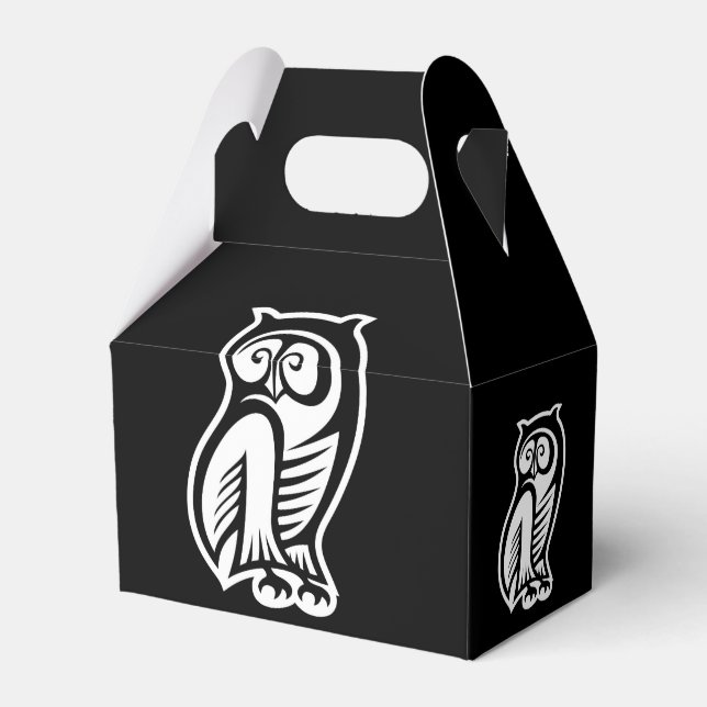 Owl Symbol White Favor Boxes (Front Side)