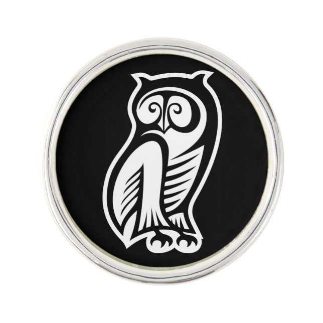 Owl Symbol White Lapel Pin (Front)