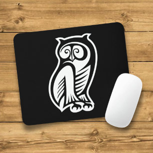 Owl Symbol White Mouse Pad