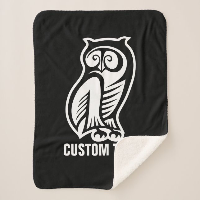 Owl Symbol White Sherpa Blanket (Front)