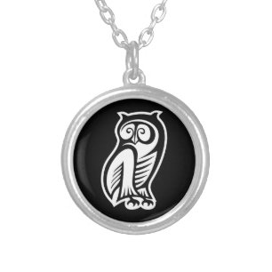 Owl Symbol White Silver Plated Necklace