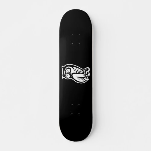 Owl Symbol White Skateboard Deck