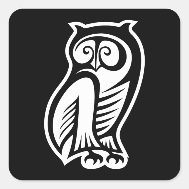 Owl Symbol White Square Sticker (Front)