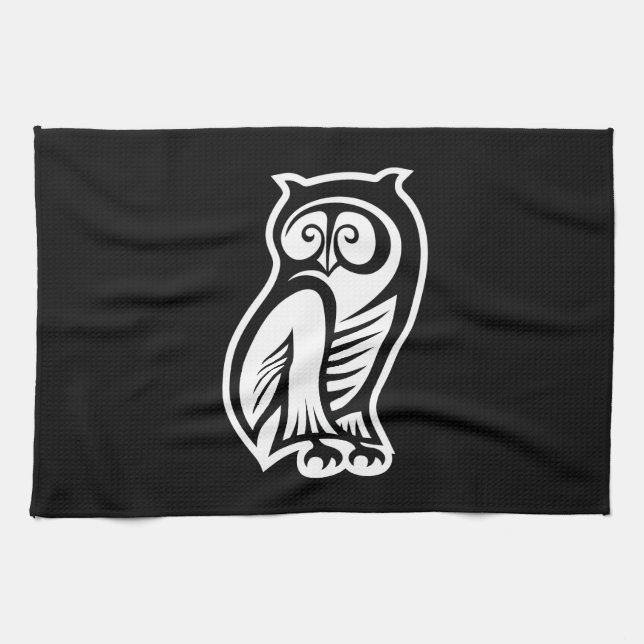 Owl Symbol White Towel (Horizontal)