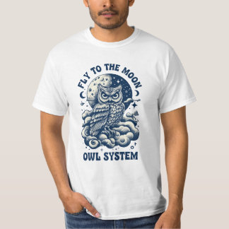 Owl System" Celestial Space and Moon T-Shirt
