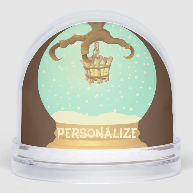 Owl talon and bone chandelier fall snow globe (Front)