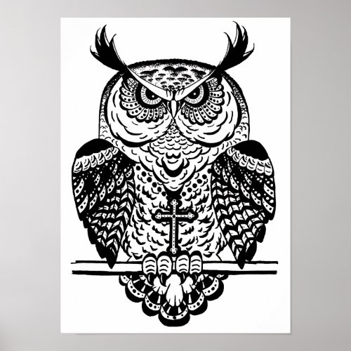 owl tattoo design pattern art drawing poster