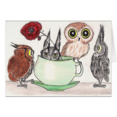 Owl Tea Party - Card (Front Horizontal)