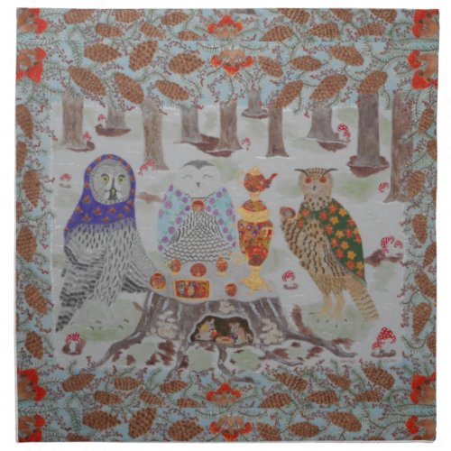 Owl Tea Party  Cloth Napkin