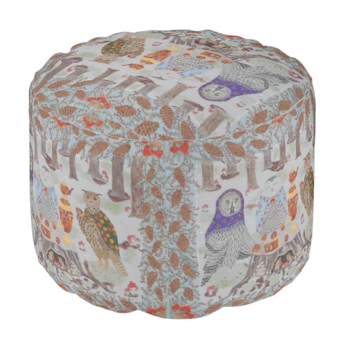 Owl Tea Party  Pouf