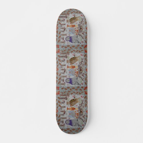 Owl Tea Party  Skateboard