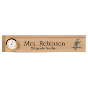 Owl Teacher customizable Desk Name Plate