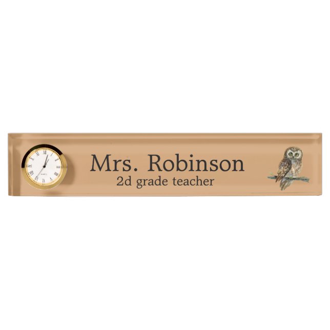 Owl Teacher customizable Desk Name Plate (Front)