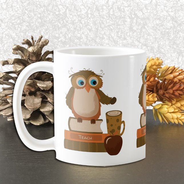 Owl Teacher Mug | Teach Empower Inspire (Brown owl teacher mug .)