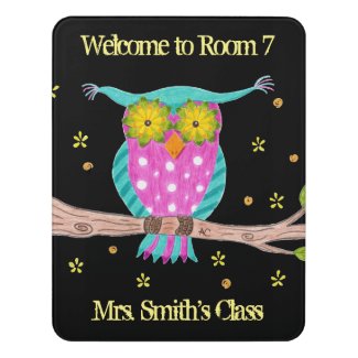 Owl teacher personalized classroom door sign