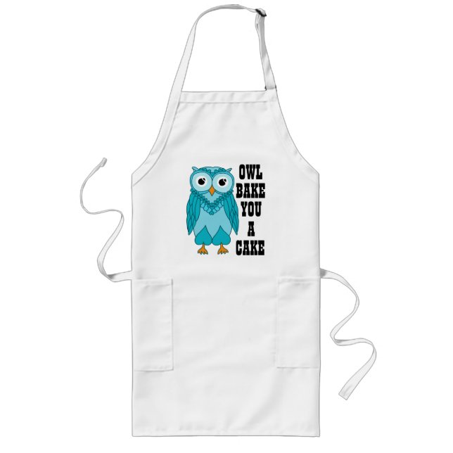Owl Teal Long Apron (Front)