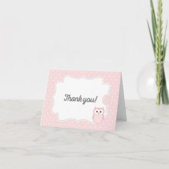 Owl Thank You Card (pink) by melanileestyle at Zazzle