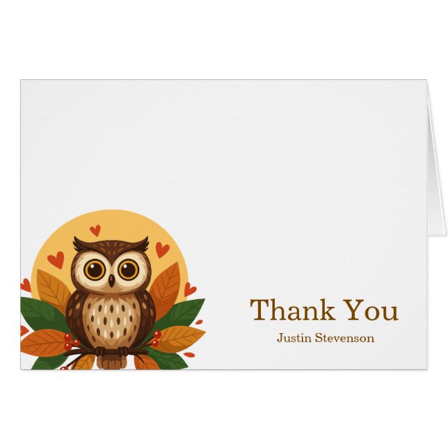 Owl Thank You Cards (Front Horizontal)