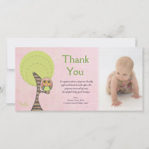 Owl Thank You New Baby Arrival Gift Photocard