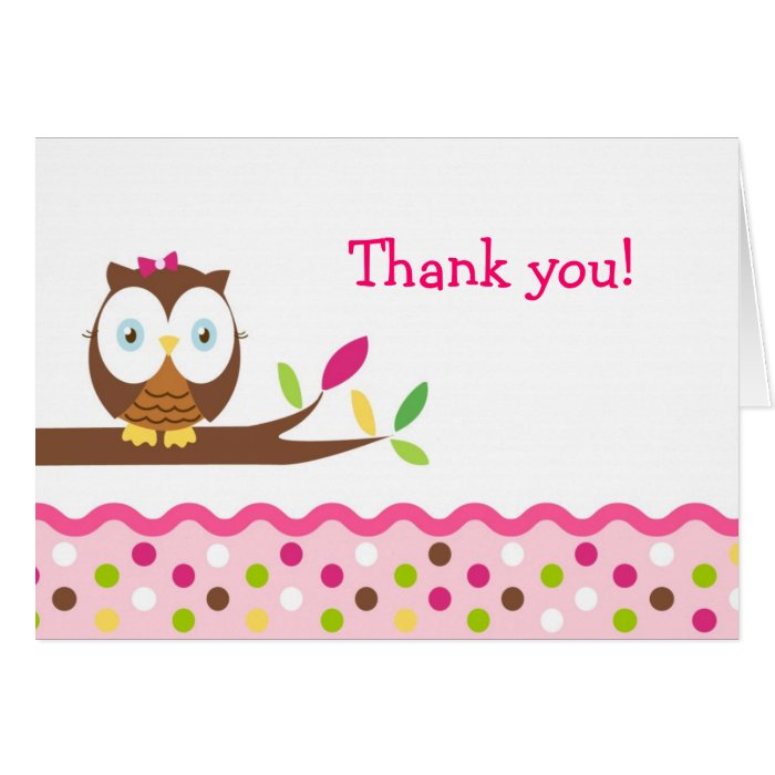 Owl Thank You Note Cards girls