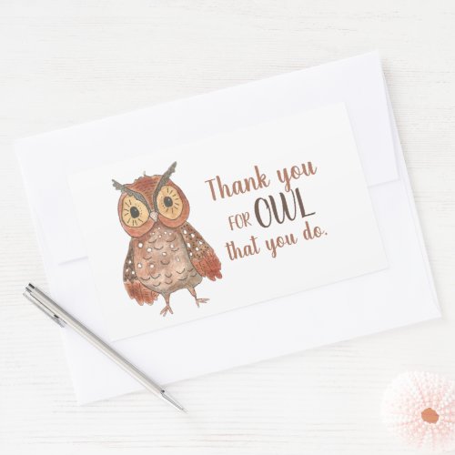 Owl Thank You Rectangular Sticker