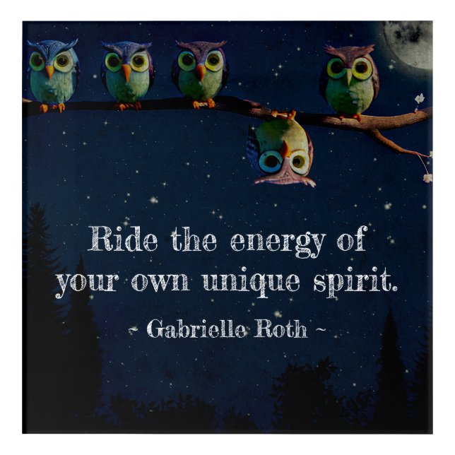 Owl That's Different With Unique Quote Collage Acrylic Print (Front)