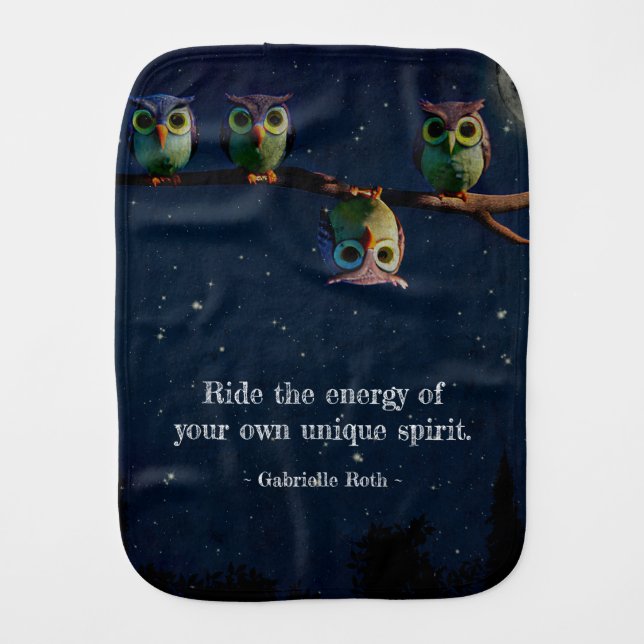Owl That's Different With Unique Quote Collage Baby Burp Cloth (Front)