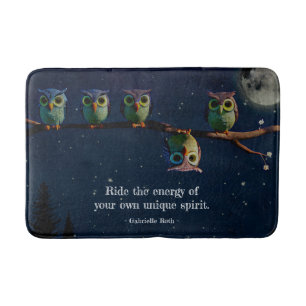 Owl That's Different With Unique Quote Collage Bath Mat