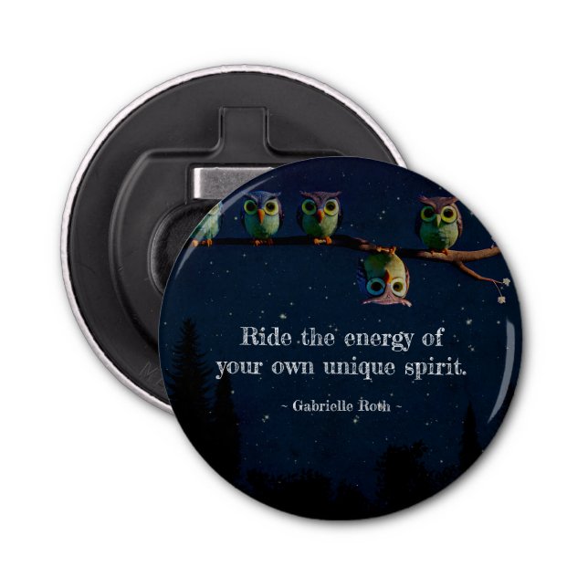 Owl That's Different With Unique Quote Collage Bottle Opener (Front)