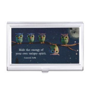 Owl That's Different With Unique Quote Collage Business Card Case