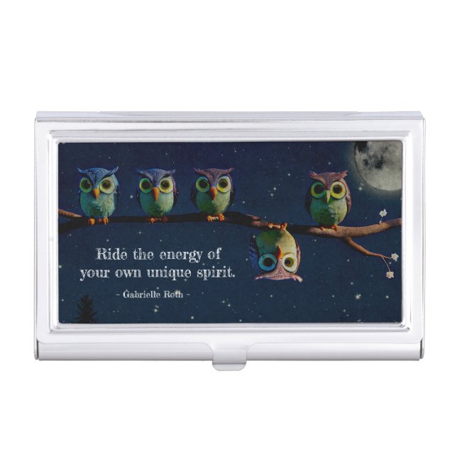 Owl That's Different With Unique Quote Collage Business Card Case (Front)
