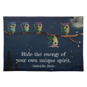 Owl That's Different With Unique Quote Collage Cloth Placemat