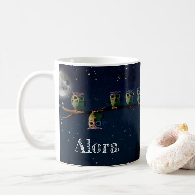 Owl That's Different With Unique Quote Collage Coffee Mug (With Donut)