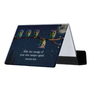 Owl That's Different With Unique Quote Collage Desk Business Card Holder