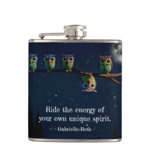 Owl That's Different With Unique Quote Collage Flask