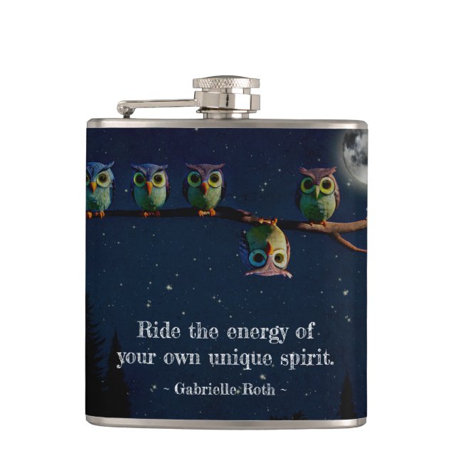 Owl That's Different With Unique Quote Collage Flask (Front)