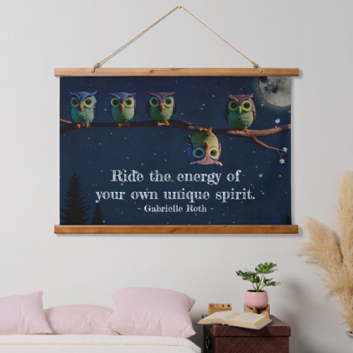 Owl Thats Different With Unique Quote Collage Hanging Tapestry