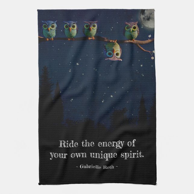 Owl That's Different With Unique Quote Collage Kitchen Towel (Vertical)