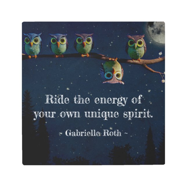 Owl That's Different With Unique Quote Collage Metal Print (Front)