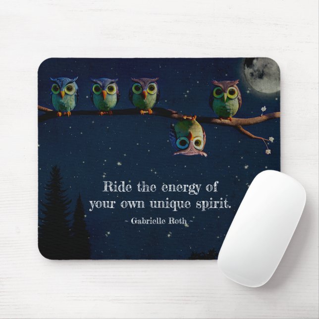 Owl That's Different With Unique Quote Collage Mouse Pad (With Mouse)